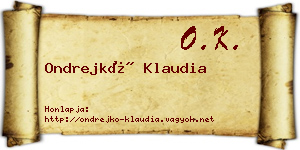 Ondrejkó Klaudia névjegykártya